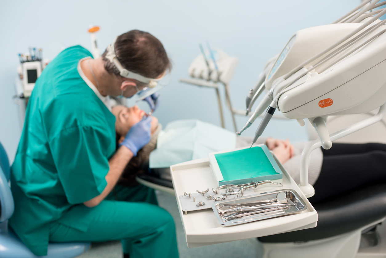 patient being treated in the dentist chair