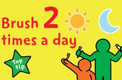 a change 4 life national smile month image that states children should brush 2 times a day